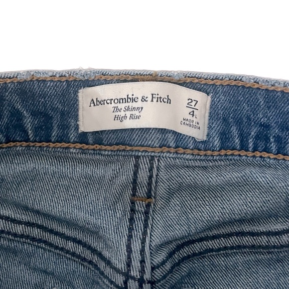 Abercrombie & Fitch The Skinny High Rise Jeans Button Fly in Medium Wash 27/4 - Picture 6 of 7